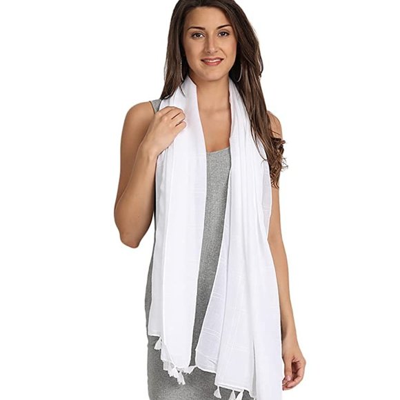 Tory Burch White Cotton Scarf - Picture 2 of 8